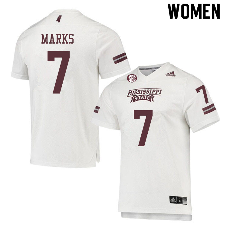 Women #7 Jo'quavious Marks Mississippi State Bulldogs College Football Jerseys Sale-White - Click Image to Close
